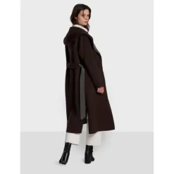 OAKWOOD Manteaux^Positano Bi Marron Fonce/Gris - Manteau Long En Laine A Capuche