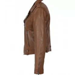OAKWOOD Blousons^Princess 6 Cognac - Blouson Esprit Biker En Cuir Veritable