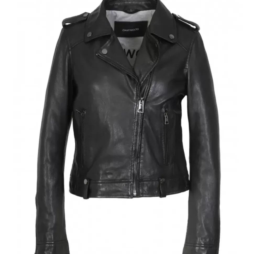 OAKWOOD Blousons^Princess 6 Noir - Blouson Esprit Biker En Cuir Veritable