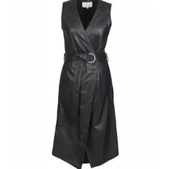 OAKWOOD Robes^Rebecca Noir - Robe Portefeuille En Cuir Veritable