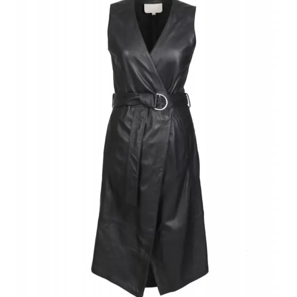 OAKWOOD Robes^Rebecca Noir - Robe Portefeuille En Cuir Veritable