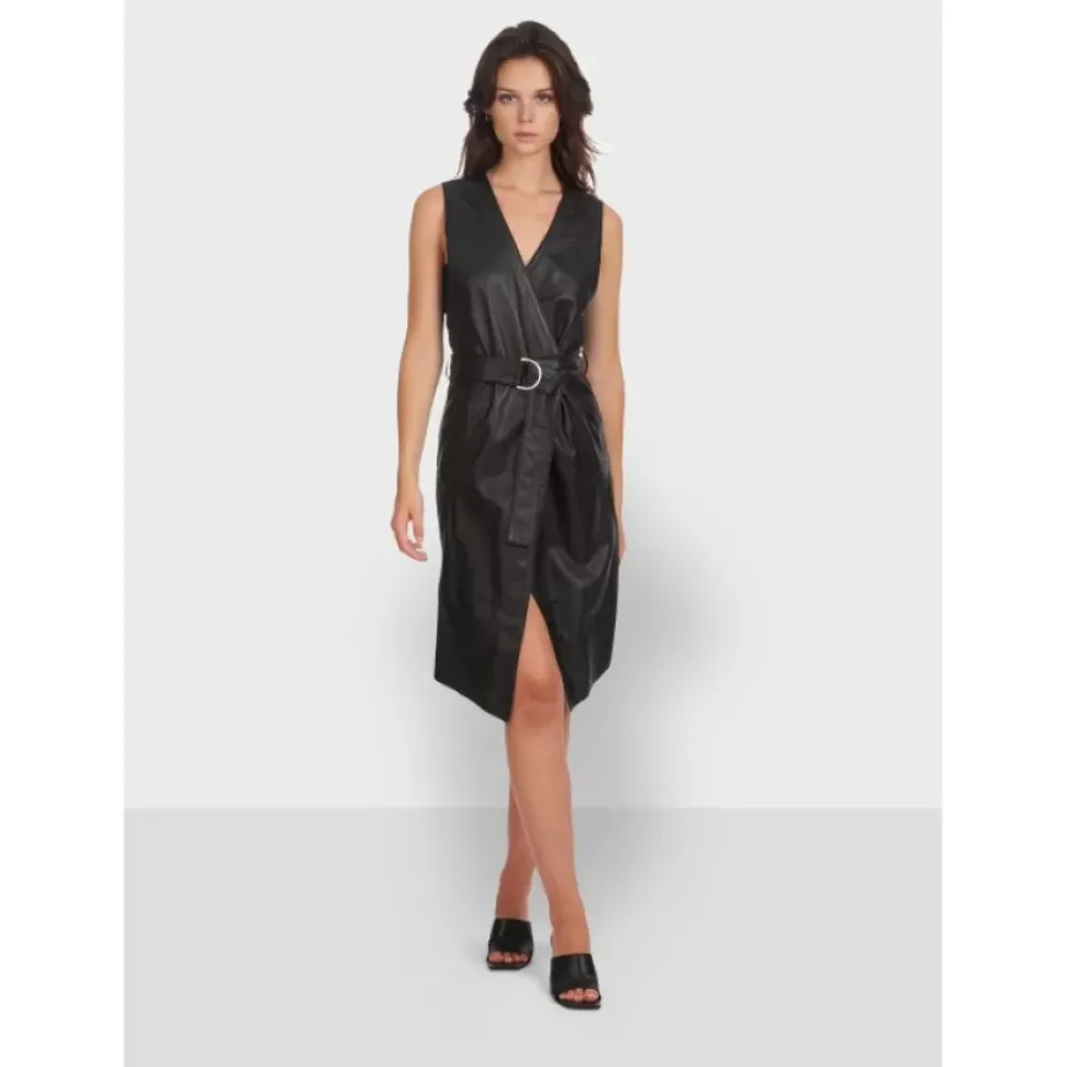 OAKWOOD Robes^Rebecca Noir - Robe Portefeuille En Cuir Veritable