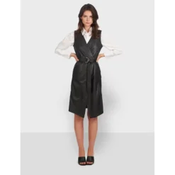 OAKWOOD Robes^Rebecca Noir - Robe Portefeuille En Cuir Veritable