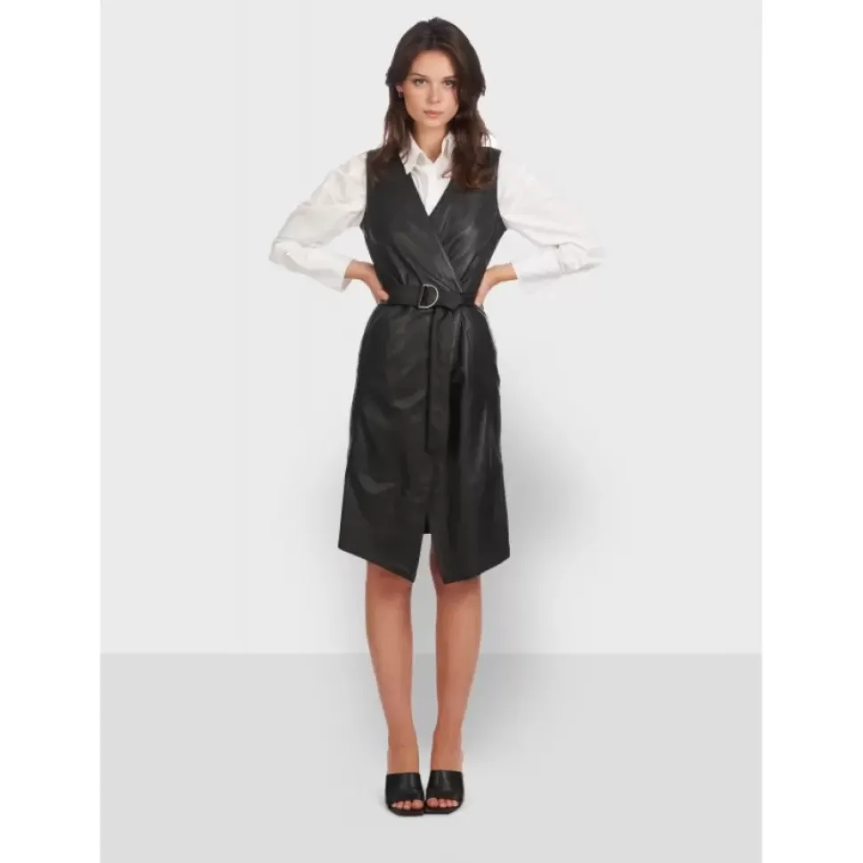 OAKWOOD Robes^Rebecca Noir - Robe Portefeuille En Cuir Veritable