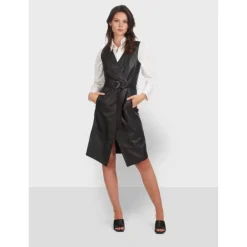 OAKWOOD Robes^Rebecca Noir - Robe Portefeuille En Cuir Veritable