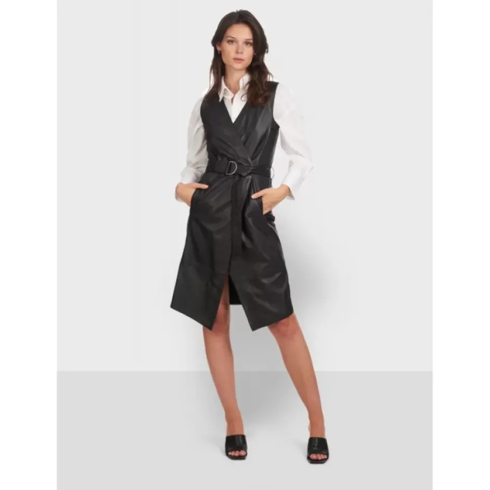 OAKWOOD Robes^Rebecca Noir - Robe Portefeuille En Cuir Veritable