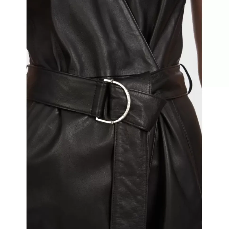 OAKWOOD Robes^Rebecca Noir - Robe Portefeuille En Cuir Veritable