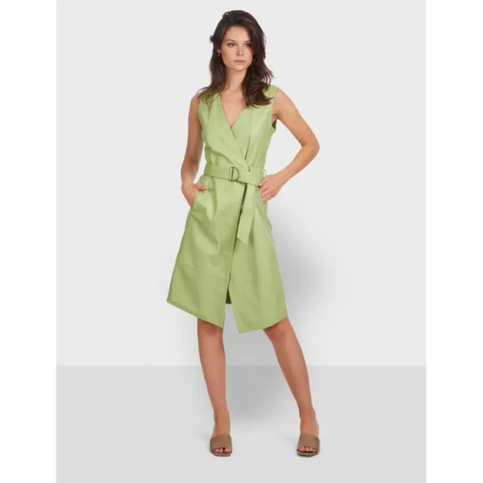 OAKWOOD Robes^Rebecca Vert Clair - Robe Portefeuille En Cuir Veritable