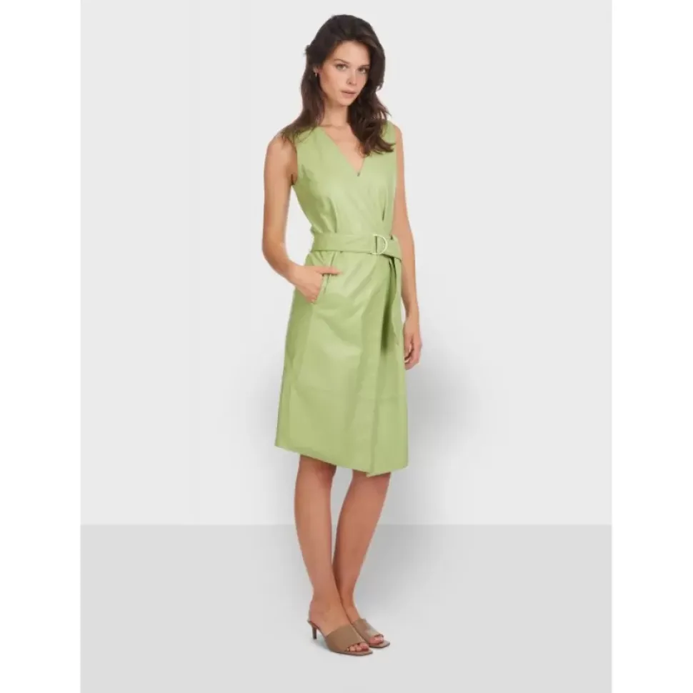 OAKWOOD Robes^Rebecca Vert Clair - Robe Portefeuille En Cuir Veritable