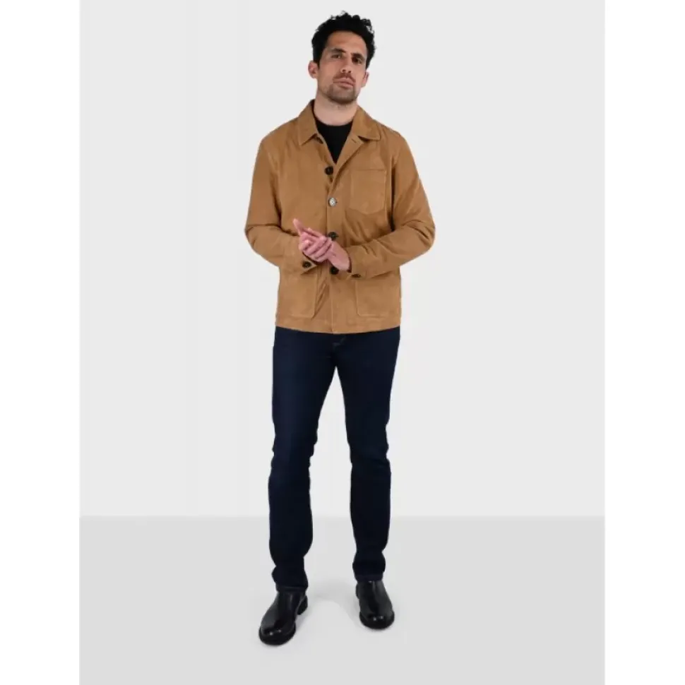 OAKWOOD Vestes^Riccardo Tan - Veste Col Chemise En Cuir Veritable De Chevre Velours