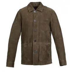OAKWOOD Vestes^Riccardo Vert Fonce - Veste Col Chemise En Cuir Veritable De Chevre Velours