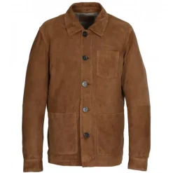 OAKWOOD Vestes^Richard Cognac - Veste Mi-Longue En Cuir Veritable De Chevre Velours