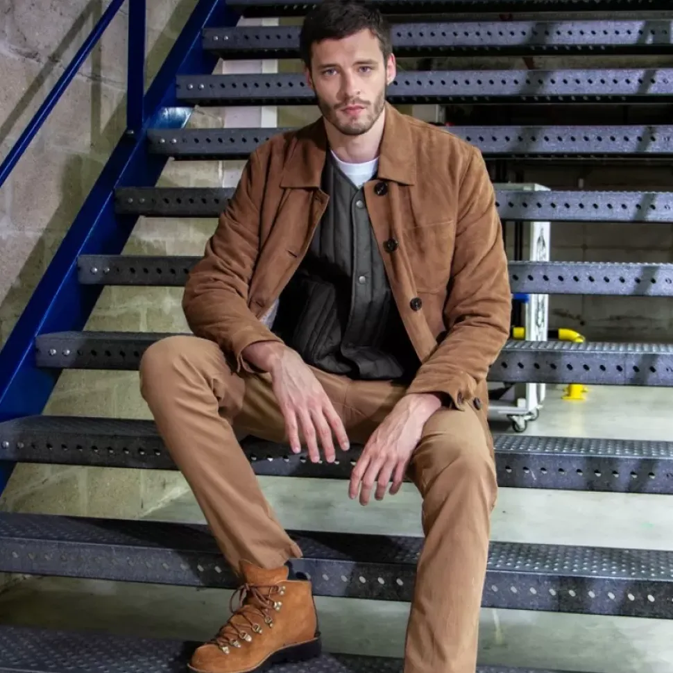 OAKWOOD Vestes^Richard Cognac - Veste Mi-Longue En Cuir Veritable De Chevre Velours