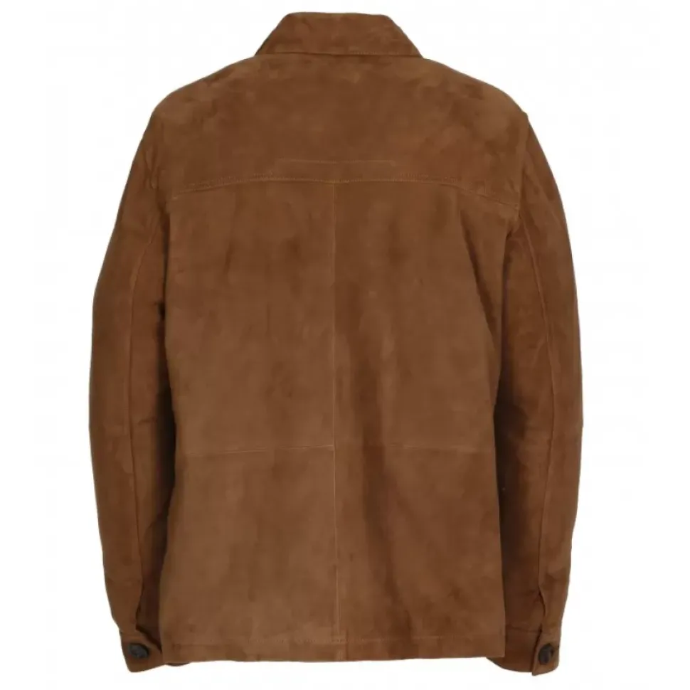 OAKWOOD Vestes^Richard Cognac - Veste Mi-Longue En Cuir Veritable De Chevre Velours