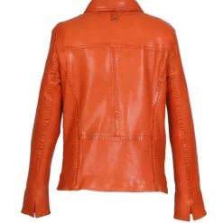 OAKWOOD Vestes^Romana Orange - Veste En Cuir Veritable De Mouton Effet Lave