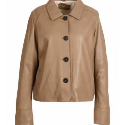 OAKWOOD Vestes^Rosalie Cafe- Veste Courte Col Chemise En Cuir Veritable
