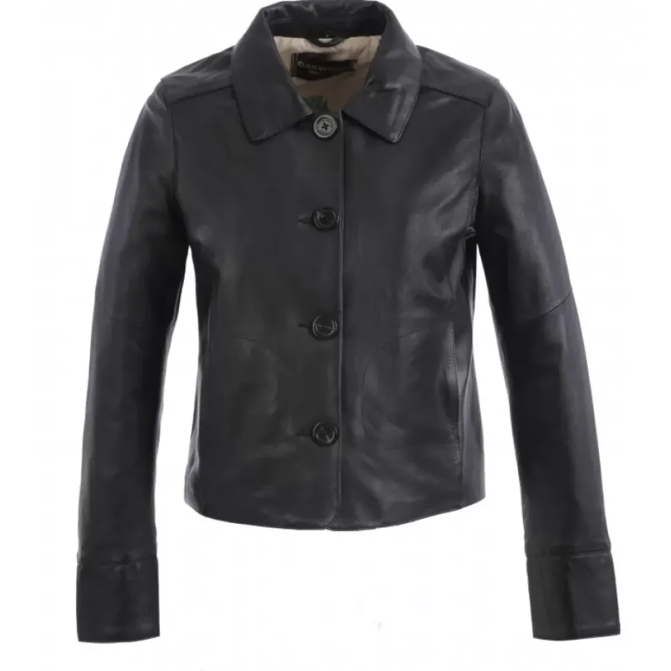 OAKWOOD Vestes^Rosalie Noir - Veste Courte Col Chemise En Cuir Veritable