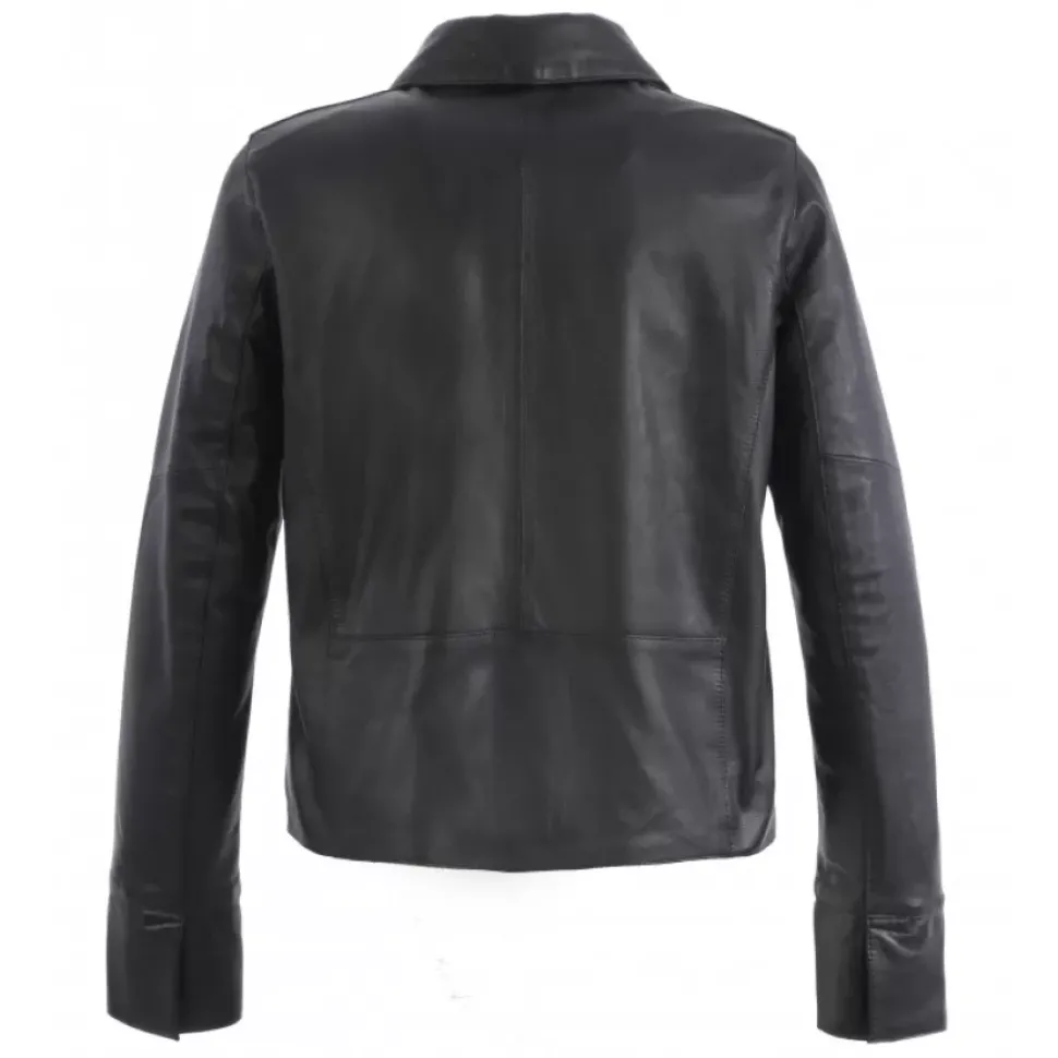 OAKWOOD Vestes^Rosalie Noir - Veste Courte Col Chemise En Cuir Veritable