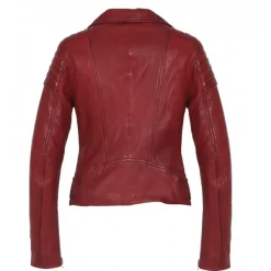 OAKWOOD Blousons^Sasha 6 Rouge - Blouson Inspiration Motard En Cuir Veritable