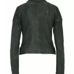 OAKWOOD Blousons^Sasha 6 Vert - Blouson Inspiration Motard En Cuir Veritable