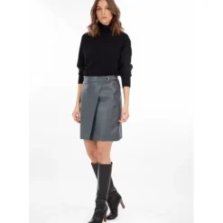 OAKWOOD Jupes Et Shorts^Silvia Petrole - Jupe Portefeuille En Cuir Veritable