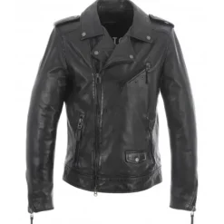 OAKWOOD Blousons^Soldier Noir - Blouson Biker A Fermeture Asymetrique En Cuir Veritable Effet Lave