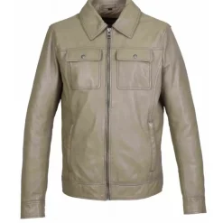 OAKWOOD Blousons^Stan Beige - Blouson En Cuir Veritable Inspiration Veste En Jeans