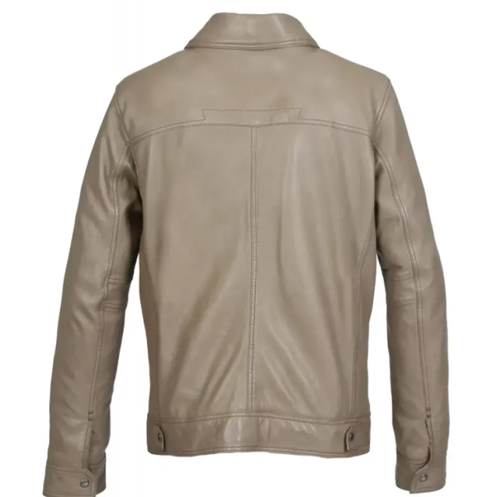 OAKWOOD Blousons^Stan Beige - Blouson En Cuir Veritable Inspiration Veste En Jeans