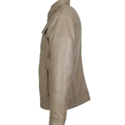 OAKWOOD Blousons^Stan Beige - Blouson En Cuir Veritable Inspiration Veste En Jeans