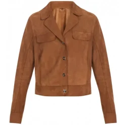 OAKWOOD Vestes^Taste Tobacco - Veste Courte En Cuir Veritable De Chevre Velours