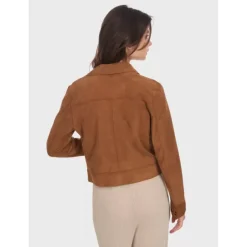 OAKWOOD Vestes^Taste Tobacco - Veste Courte En Cuir Veritable De Chevre Velours