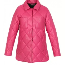 OAKWOOD Manteaux^Tocade Fushia - Surchemise Matelassee En Cuir Veritable
