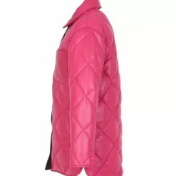 OAKWOOD Manteaux^Tocade Fushia - Surchemise Matelassee En Cuir Veritable