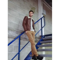 OAKWOOD Bombers^Trader Tan - Blouson Inspiration Bombardier En Cuir Veritable