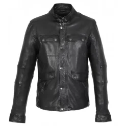 OAKWOOD Blousons^Trucker Noir - Blouson Col Haut En Cuir Veritable