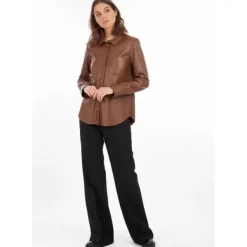 OAKWOOD Tops Et Chemises^Valentina Tan - Chemise En Cuir Veritable Poche Plaquee