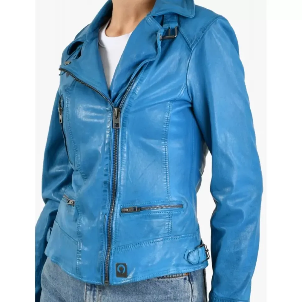 OAKWOOD Blousons^Video Denim - Blouson En Cuir Veritable Effet Lave