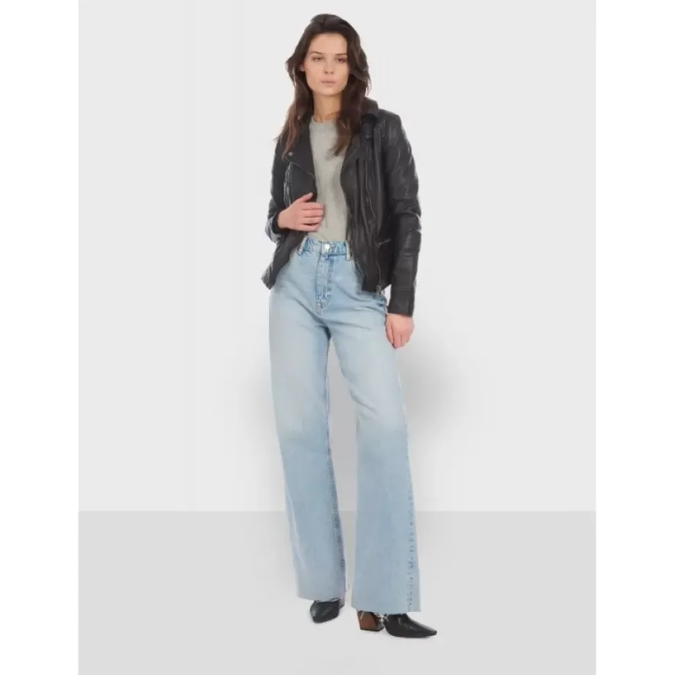 OAKWOOD Blousons^Video Noir - Blouson En Cuir Veritable Effet Lave