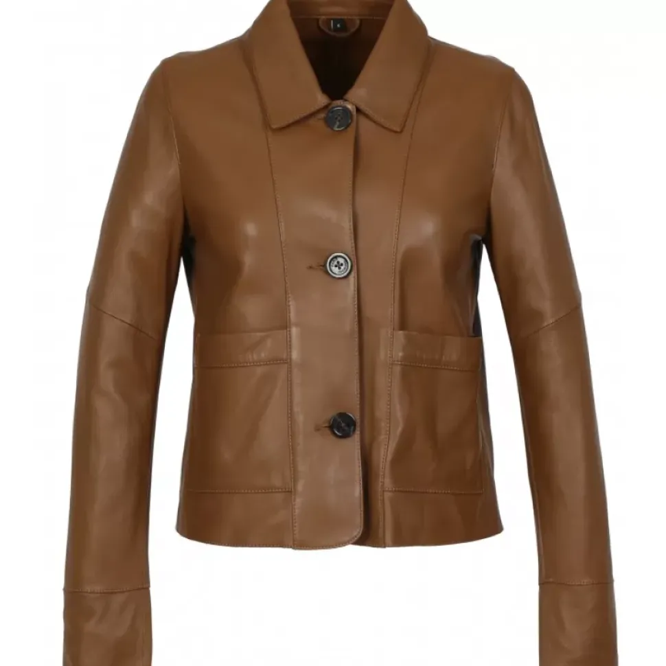 OAKWOOD Vestes^Volga Fauve - Veste Courte En Cuir Veritable