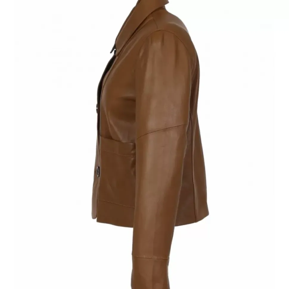 OAKWOOD Vestes^Volga Fauve - Veste Courte En Cuir Veritable