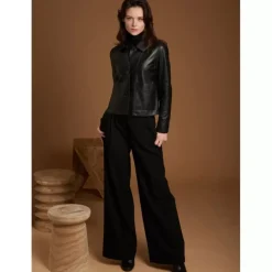 OAKWOOD Vestes^Volga Noir - Veste Courte En Cuir Veritable