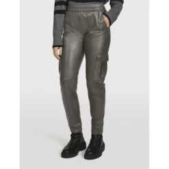 OAKWOOD Pantalons^Yacht Kaki Fonce - Pantalon Cargo En Cuir Veritable