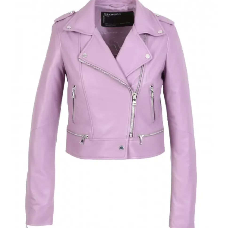 OAKWOOD Blousons^Yoko Lilas - Blouson Court En Cuir Veritable