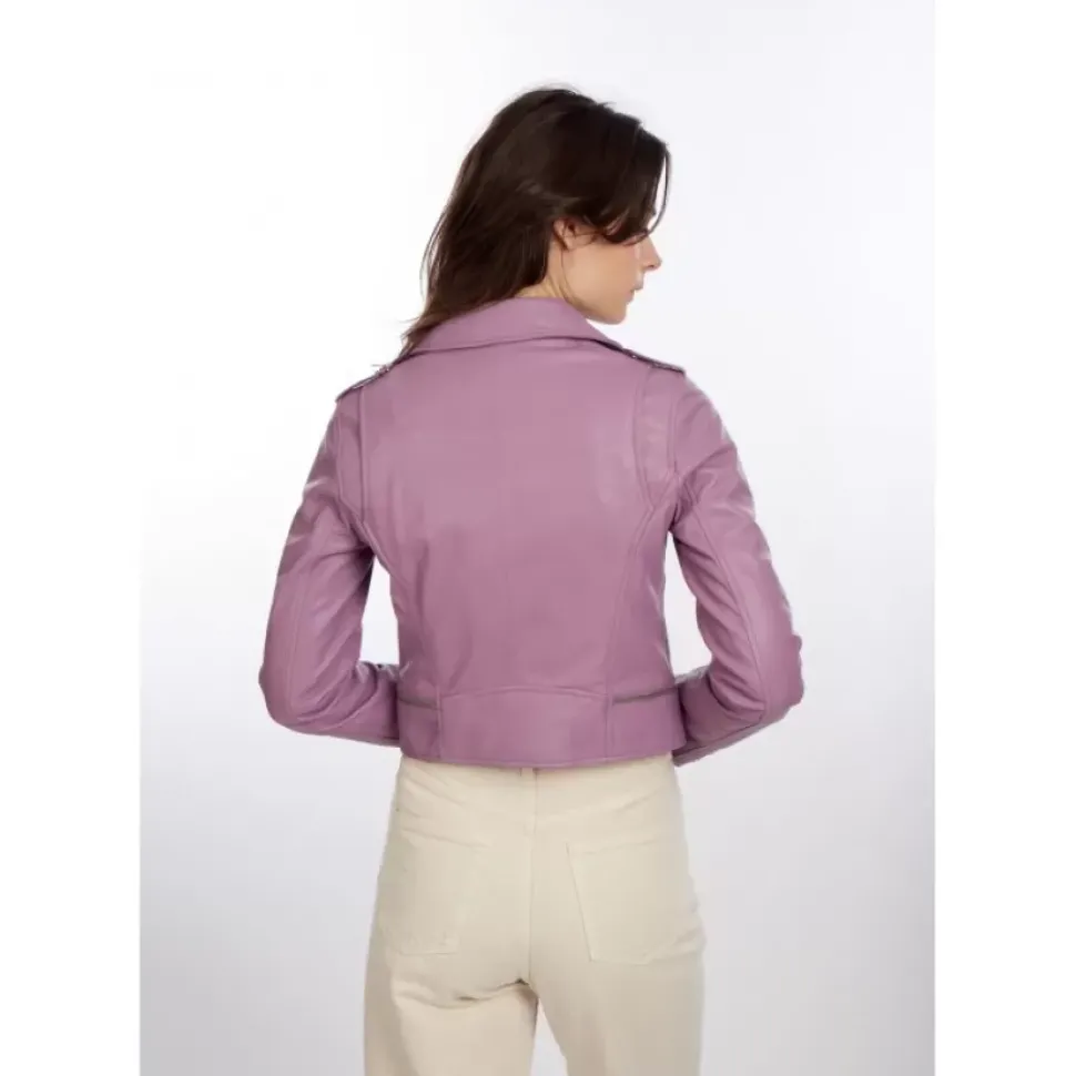 OAKWOOD Blousons^Yoko Lilas - Blouson Court En Cuir Veritable