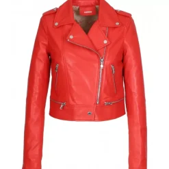 OAKWOOD Blousons^Yoko Rouge Fonce- Blouson Court En Cuir Veritable