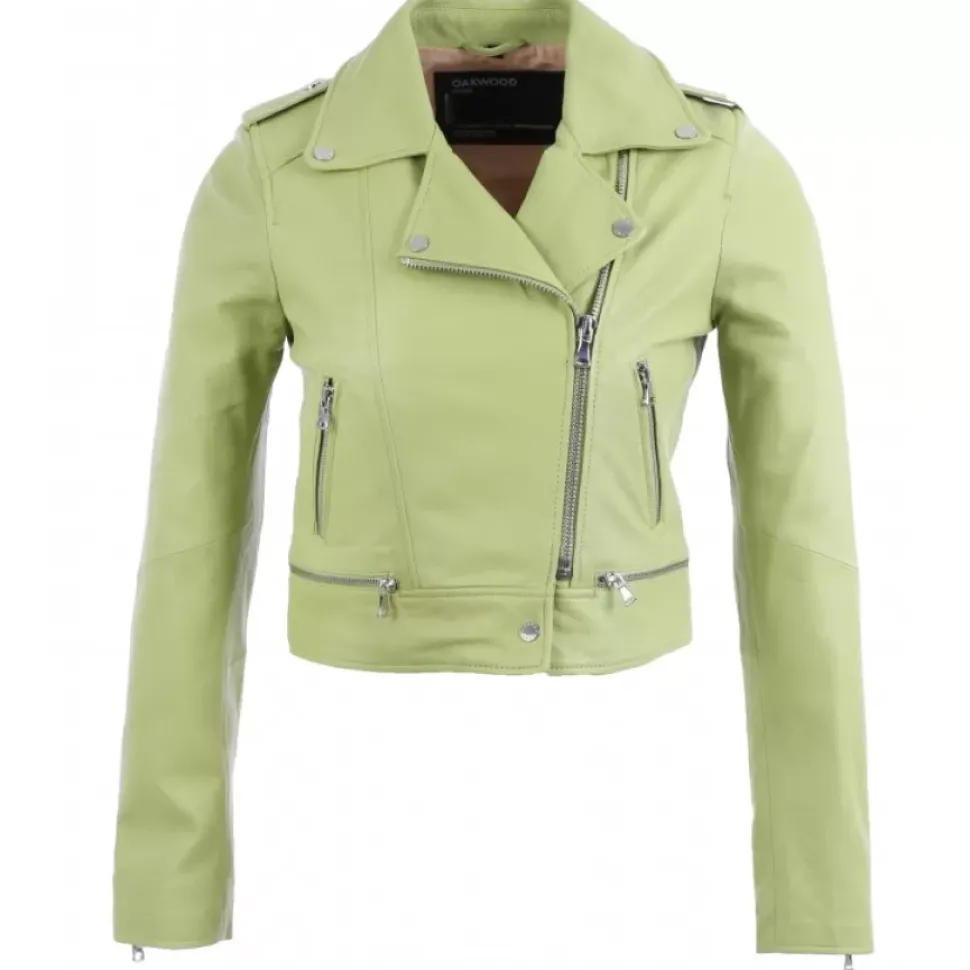 OAKWOOD Blousons^Yoko Vert Clair - Blouson Court En Cuir Veritable