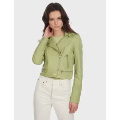 OAKWOOD Blousons^Yoko Vert Clair - Blouson Court En Cuir Veritable