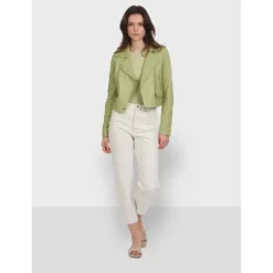 OAKWOOD Blousons^Yoko Vert Clair - Blouson Court En Cuir Veritable