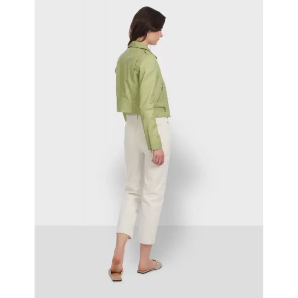 OAKWOOD Blousons^Yoko Vert Clair - Blouson Court En Cuir Veritable