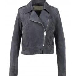 OAKWOOD Blousons^Zulina Petrole - Blouson Biker Court Cuir Veritable Chevre Velours